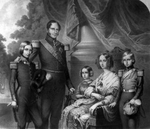 Leopold met zijn vrouw Louise-Marie en hun kinderen