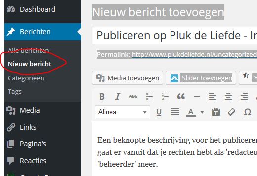 nieuw bericht maken